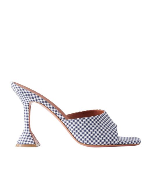 AMINA MUADDI White Lupita 95 Gingham Woven Mules