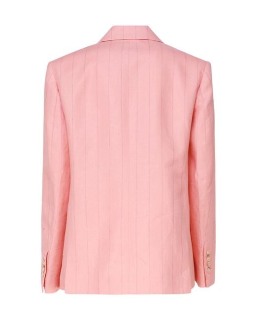 ANDAMANE Pink Pinstriped Button-Up Jacket