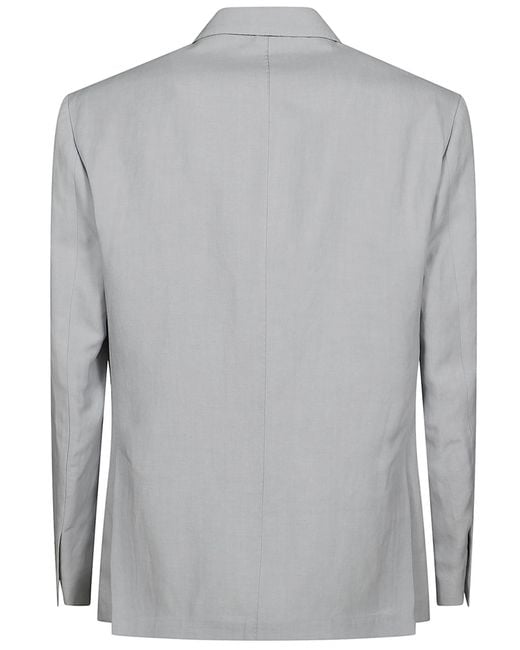 Eleventy Gray Double-Breasted Patch-Pocket Blazer for men