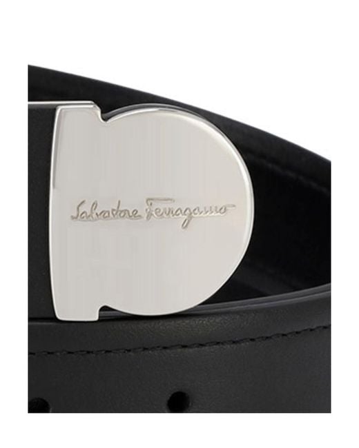 Ferragamo Black Logo Buckle Belt