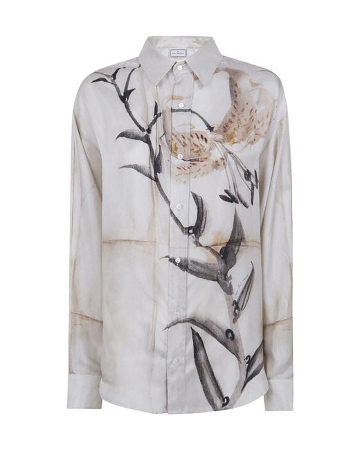 Pierre Louis Mascia Gray Floral Shirt