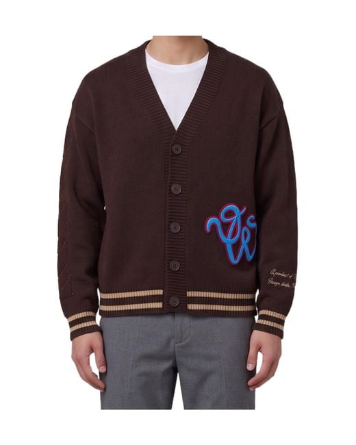 Off-White c/o Virgil Abloh Brown Cat Off Varsity Knit Cardigan for men