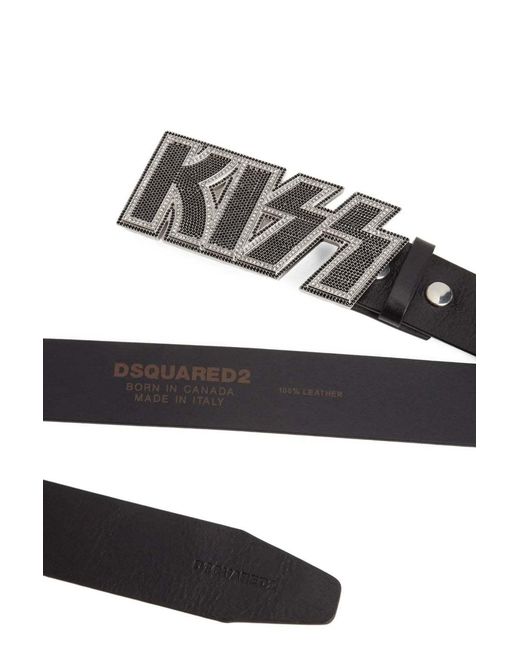 DSquared² White Rhinestone-Embellished Buckle Belt for men