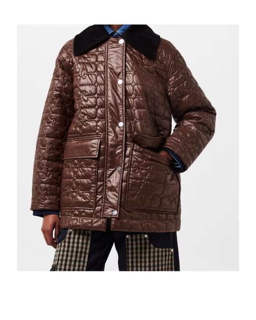Ganni Brown Quilted Design Jacket