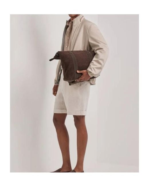 Canali Brown Stand-Collar Zip Jacket for men