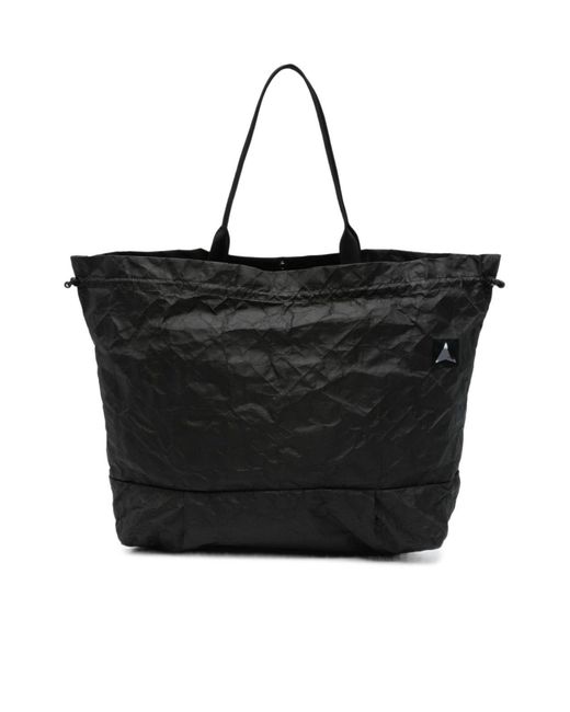 Roa Black Crinkled-Finish Tote Bag for men