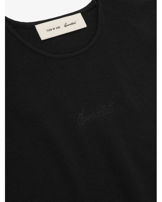 Fear Of God Black Signature Rib Knit Cropped Top