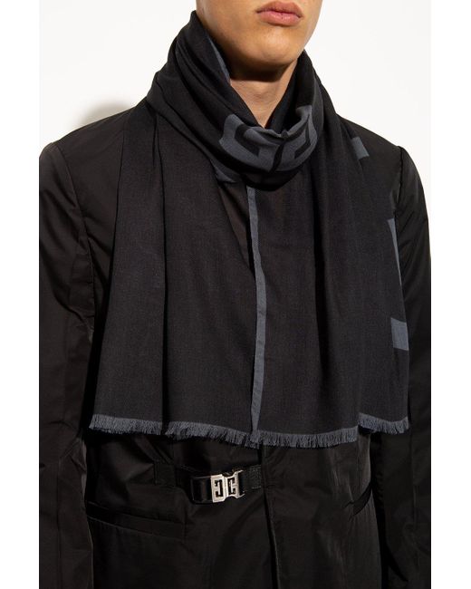 Givenchy Black Logo-Print Modal-Cashmere Scarf for men