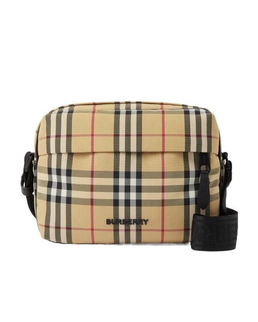 Burberry Metallic Check-Pattern Logo Lettering Shoulder Bag for men