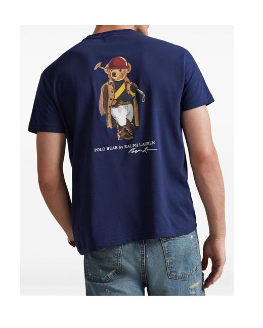 Polo Ralph Lauren Blue Polo Bear Printed Crewneck T-Shirt for men