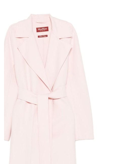 Max Mara Pink Studio Cles Belted Coat