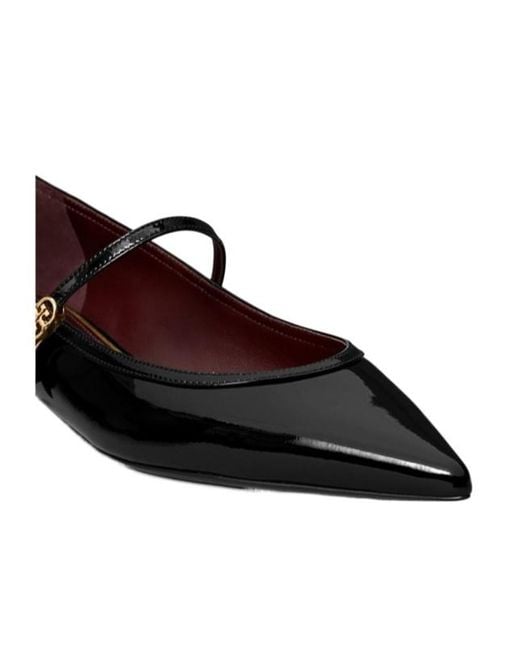 Tory Burch Black Double T-Buckle Ballet Flats