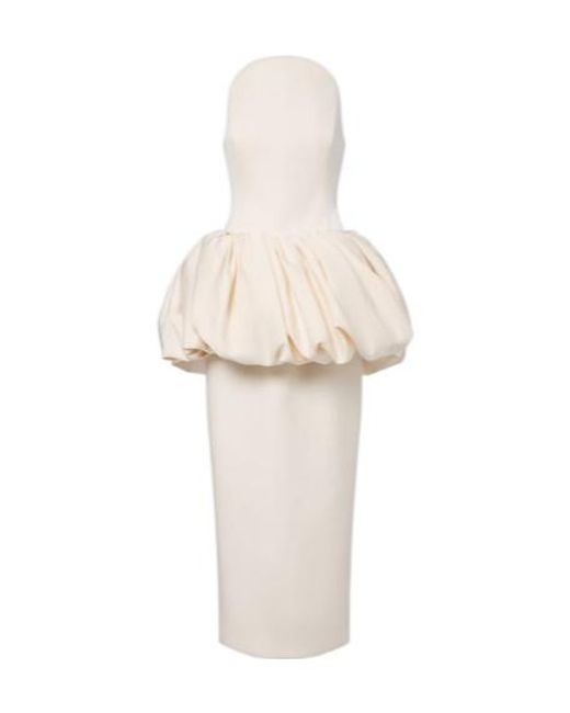 Magda Butrym White Draped Peplum Cotton And Silk Midi Dress