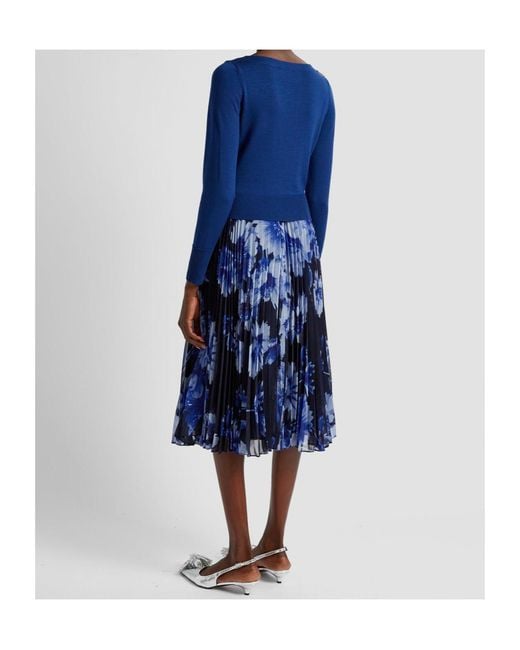 Erdem Blue Pleated Midi Skirt