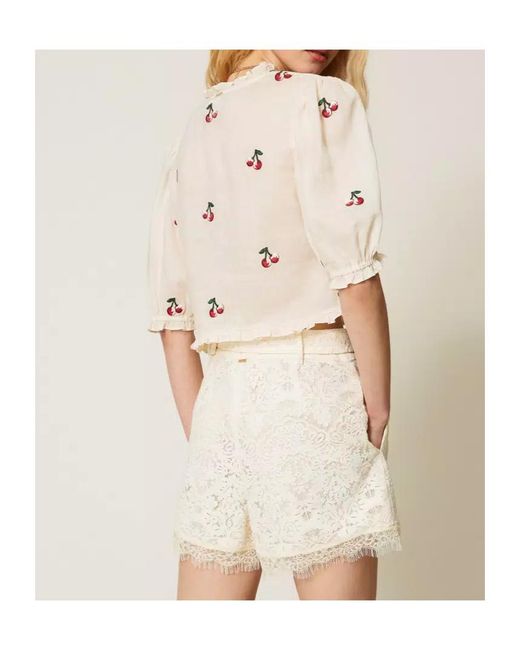 Twinset Natural Belt Lace Shorts