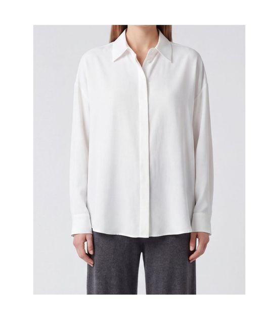 Dondup White Oversized Crepe De Chine Shirt