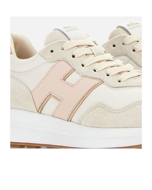 Hogan White Logo Patch Panelled Sneakers
