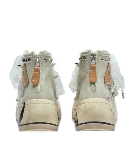 R13 Natural Embellished Platform High-Top Sneakers
