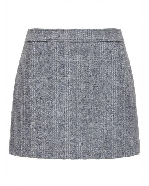 Gucci Gray Mid-Rise Tweed Miniskirt
