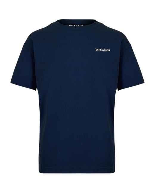 Palm Angels Blue Logo T-Shirt for men