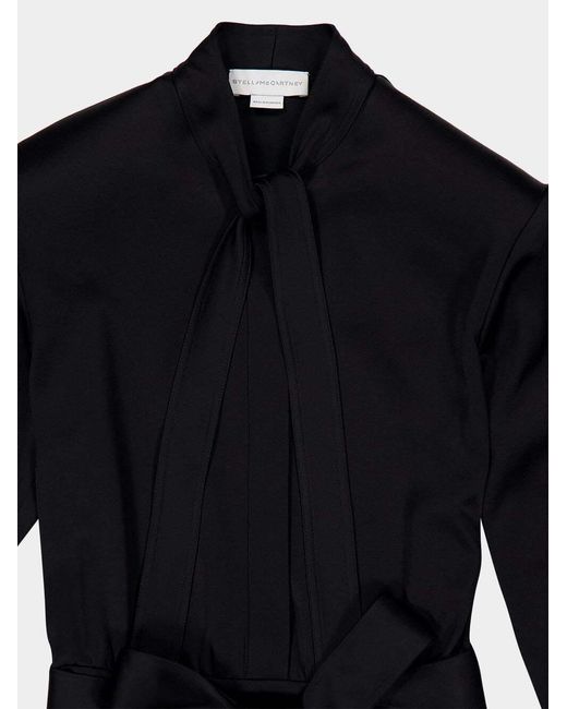 Stella McCartney Black Asymmetric Tie Neck Midi Dress