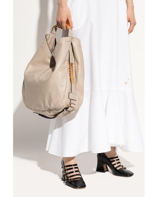 Moschino Natural Logo Lettering Top Handle Bag