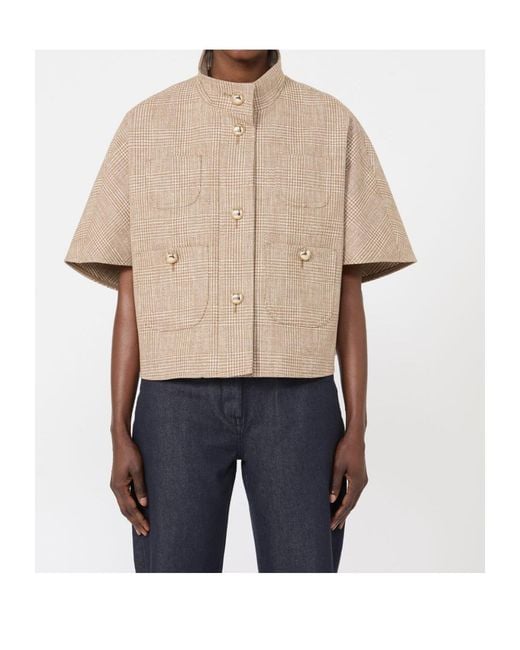 Max Mara Natural Button-Up Short-Sleeve Shirt
