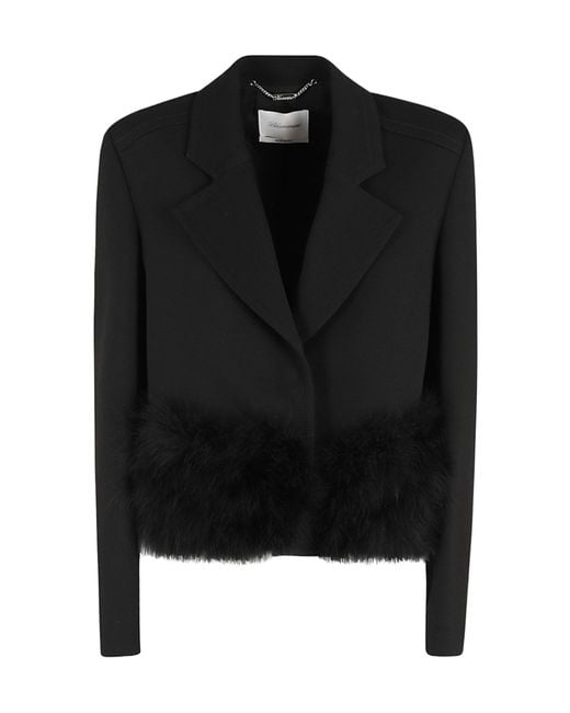 Blumarine Black Feather-Trim Blazer