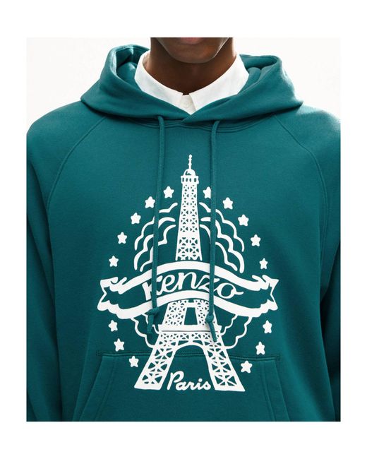 KENZO Green Eiffel Tower Design' Hoodie for men