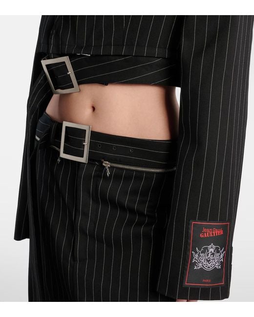 Jean Paul Gaultier Black Pinstripe Cropped Blazer