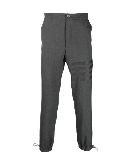 Thom Browne Gray 4-Bar Straight Leg Trousers for men