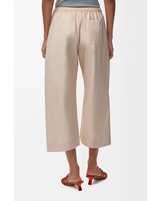 Loewe White X Paula's Ibiza Anagram-Embroidered Cropped Trousers