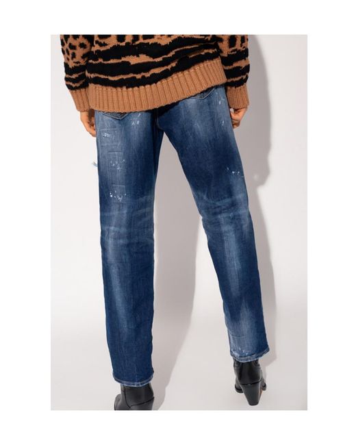 DSquared² Blue Distressed High-Waisted Jeans