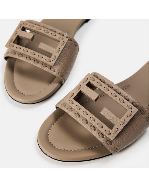 Fendi White Logo Flat Sandals