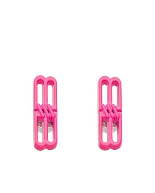 Balenciaga Pink Bb Pattern Earrings
