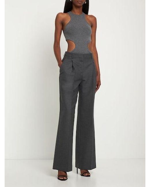 Michael Kors Gray Plain Jersey Hollowed-Out Jumpsuit