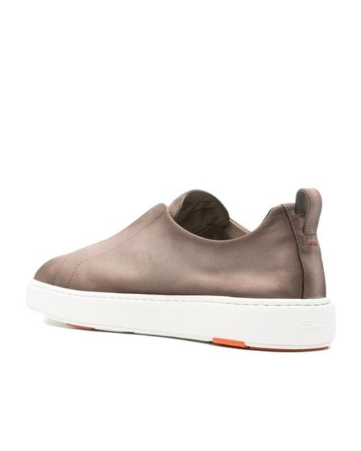 Santoni Brown Victory Slip-On Sneakers for men