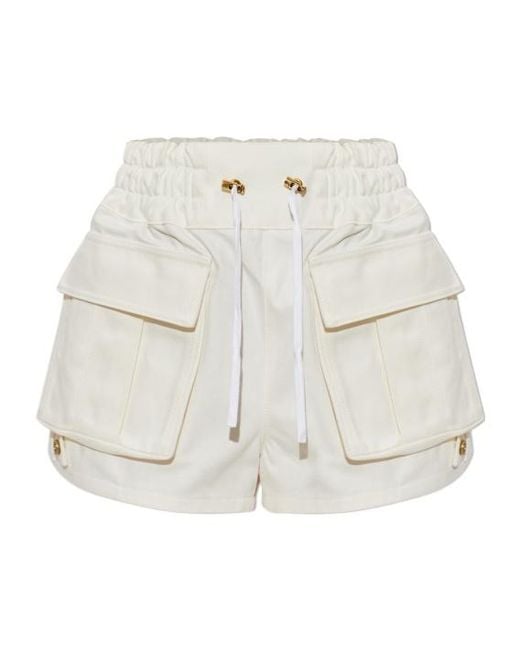 Balmain White High-Rise Cargo Shorts