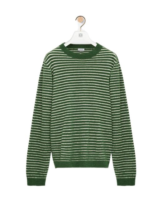 Loewe Green Striped Crew-Neck Sweater for men