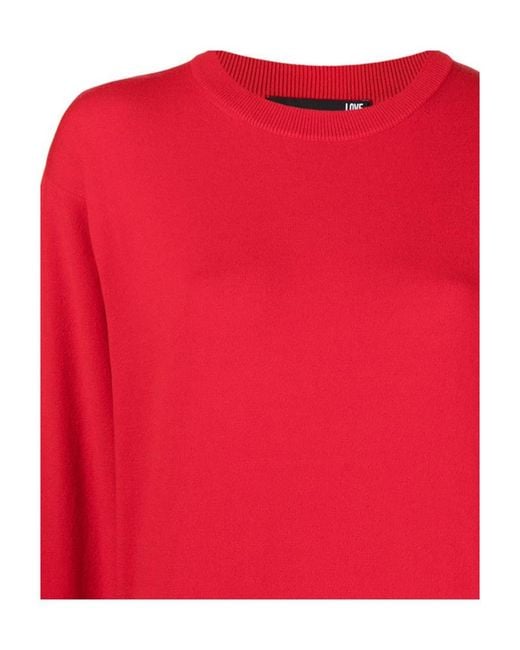 Moschino Red Logo Inlaid Densely Woven Pullover