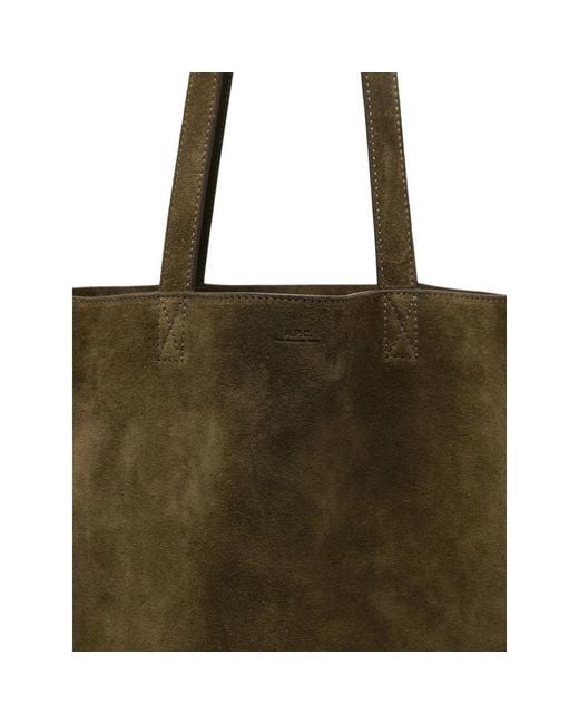 A.P.C. Green Maiko Suede Tote Bag for men