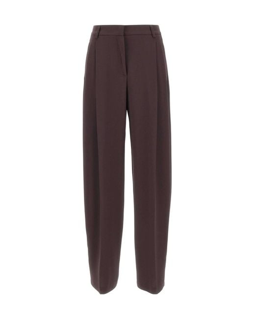 ANDAMANE Purple Casual Trousers With Belt Loops