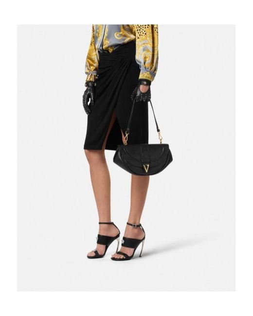 Versace Black Virtus Medium Shoulder Bag