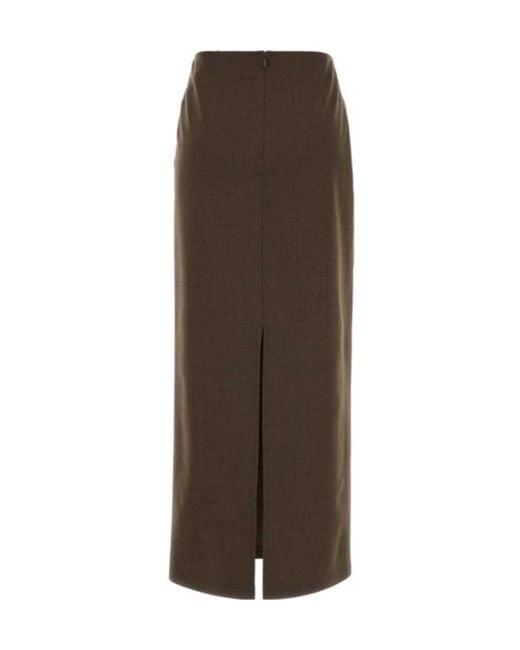 Jil Sander Brown Rear-Slit High-Waist Pencil Skirt