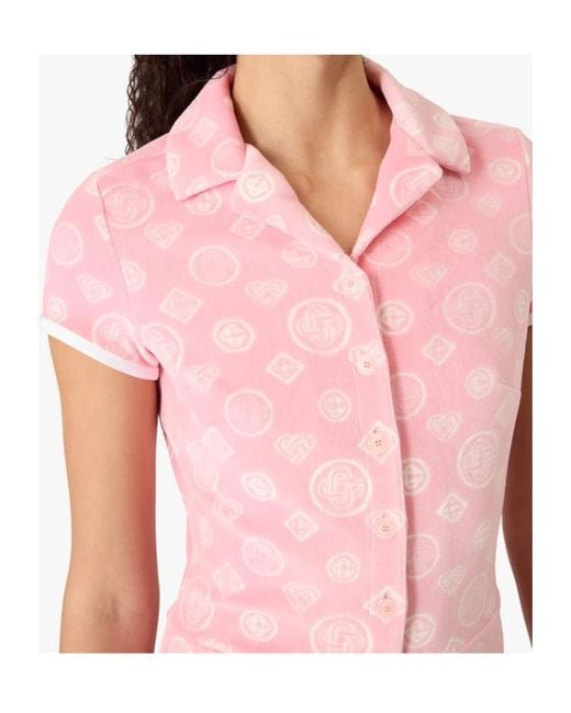 Casablanca Pink Velour Monogram Playsuit