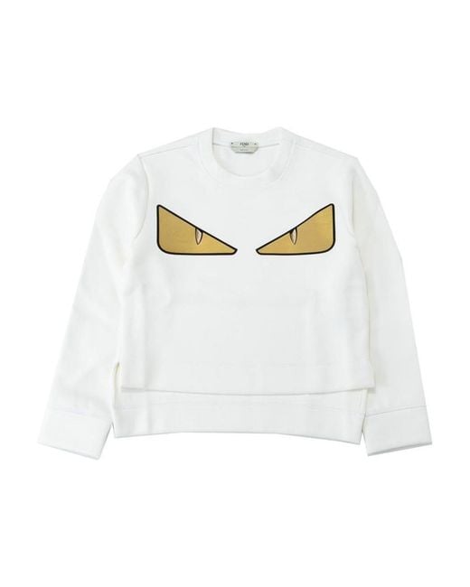 Fendi White Long-Sleeved Round-Neck Sweater