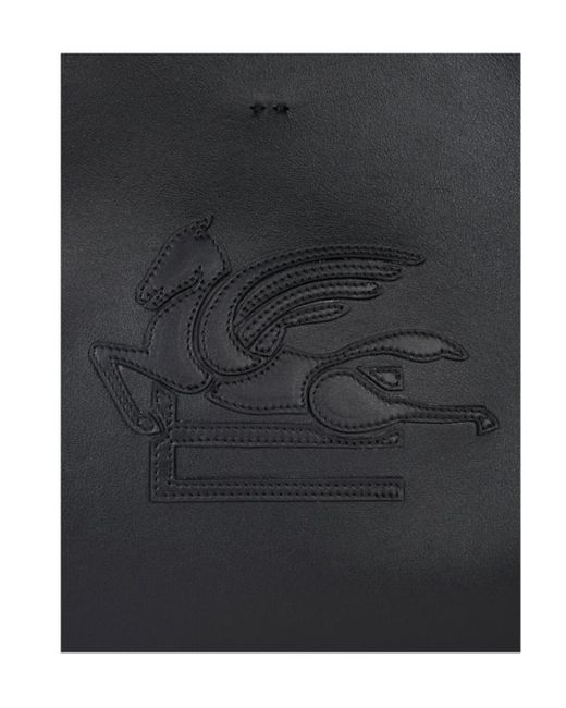Etro Black Libra Pegaso Patch Small Tote Bag