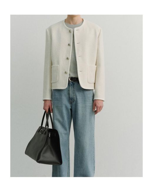 DUNST White Crew Neck Pocket Jacket for men