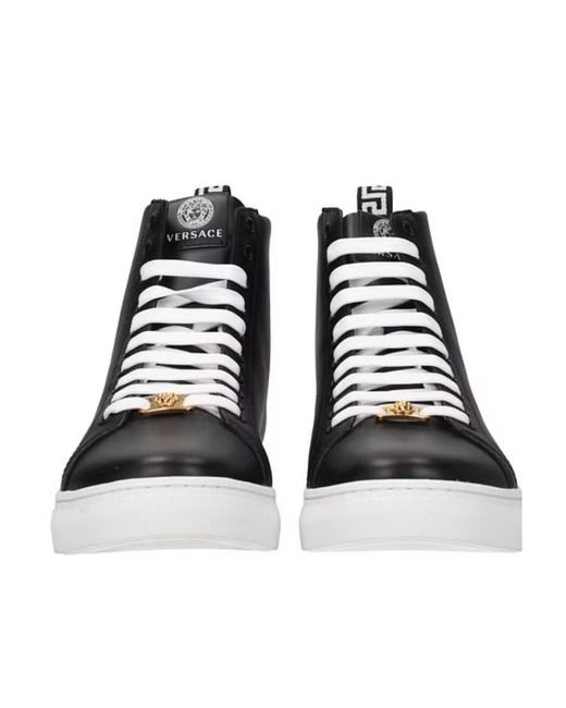 Versace Black High-Top Round-Head Casual Sneakers for men