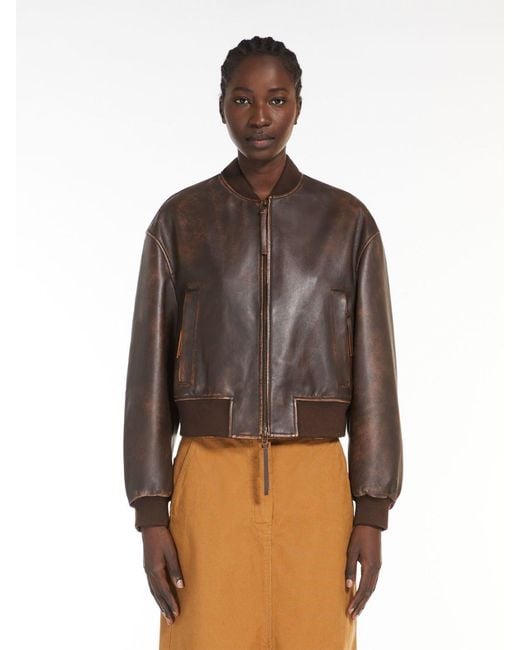 Weekend by Maxmara Brown Hiltex Zip-Up Bomber Jacket